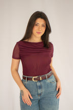 Blusa Tule Duplo Maitê Vinho