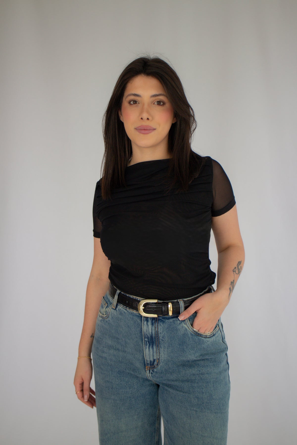 Blusa Tule Duplo Maitê Preto