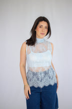 Blusa Renda Carolina Azul