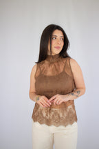 Blusa Renda Carolina Marrom
