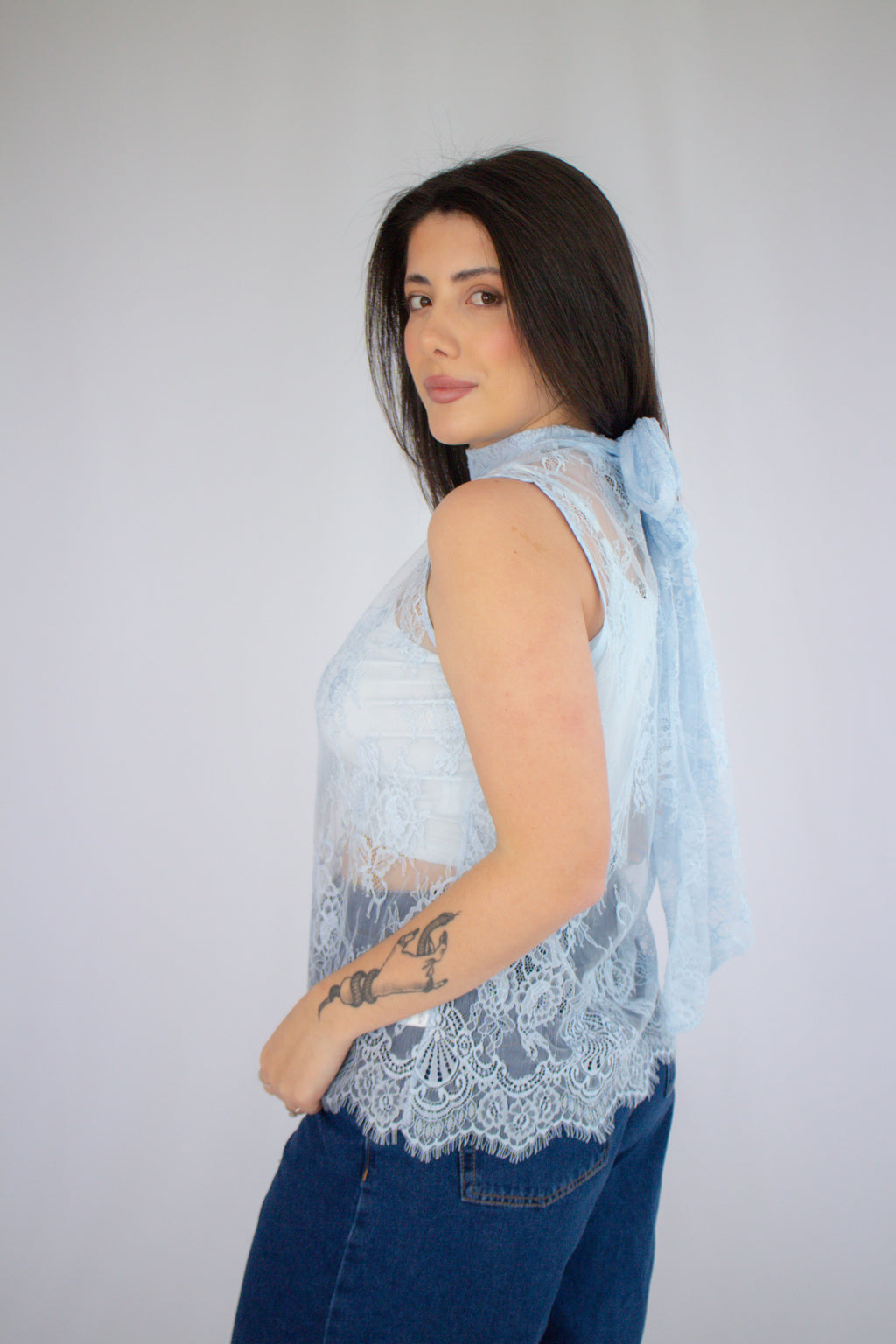 Blusa Renda Carolina Azul