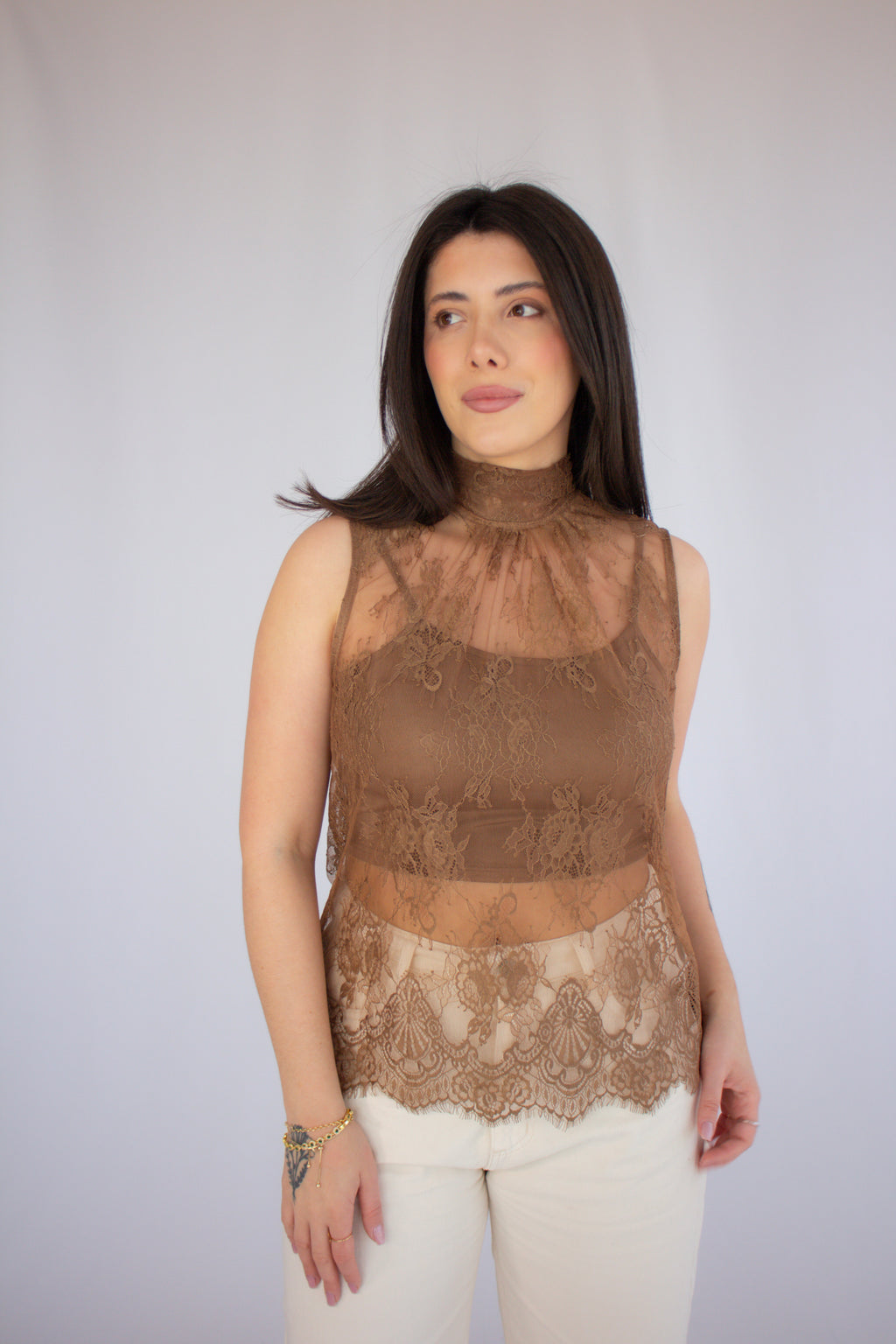 Blusa Renda Carolina Marrom