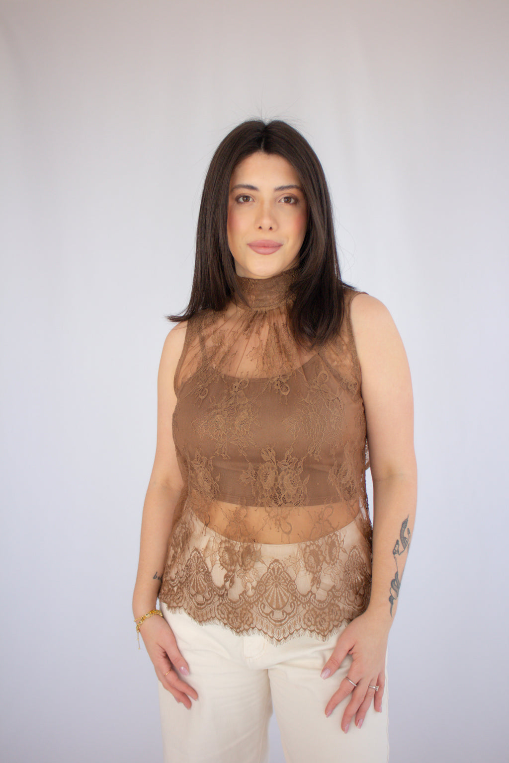 Blusa Renda Carolina Marrom