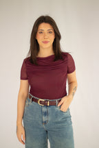 Blusa Tule Duplo Maitê Vinho