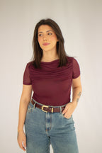 Blusa Tule Duplo Maitê Vinho