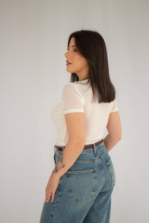 Blusa Tule Duplo Maitê Off White