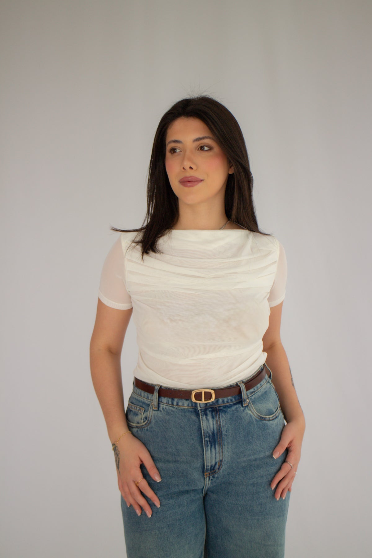 Blusa Tule Duplo Maitê Off White