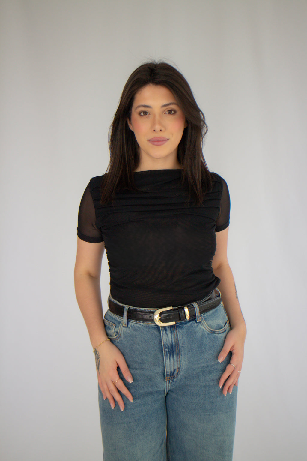 Blusa Tule Duplo Maitê Preto