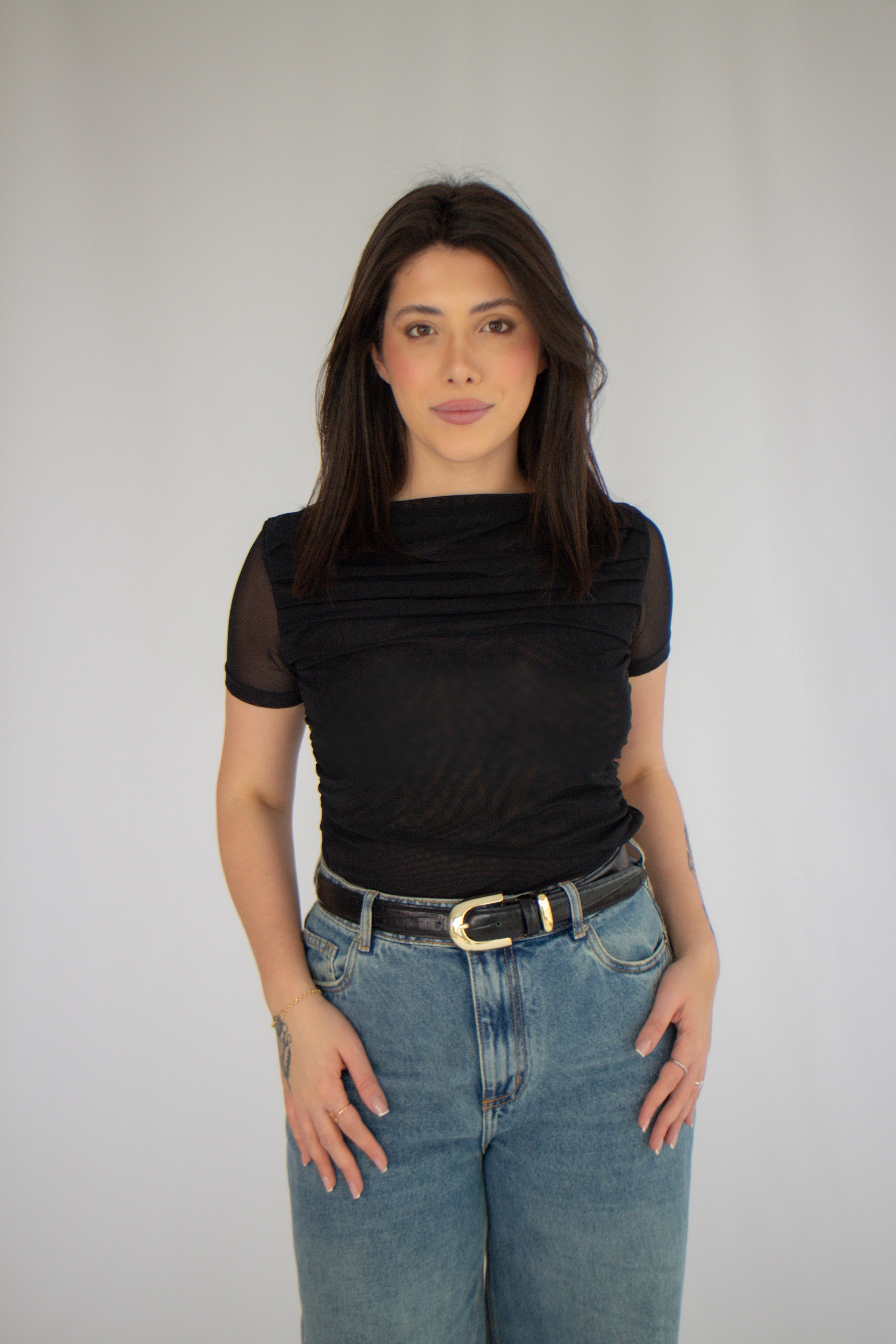 Blusa Tule Duplo Maitê Preto