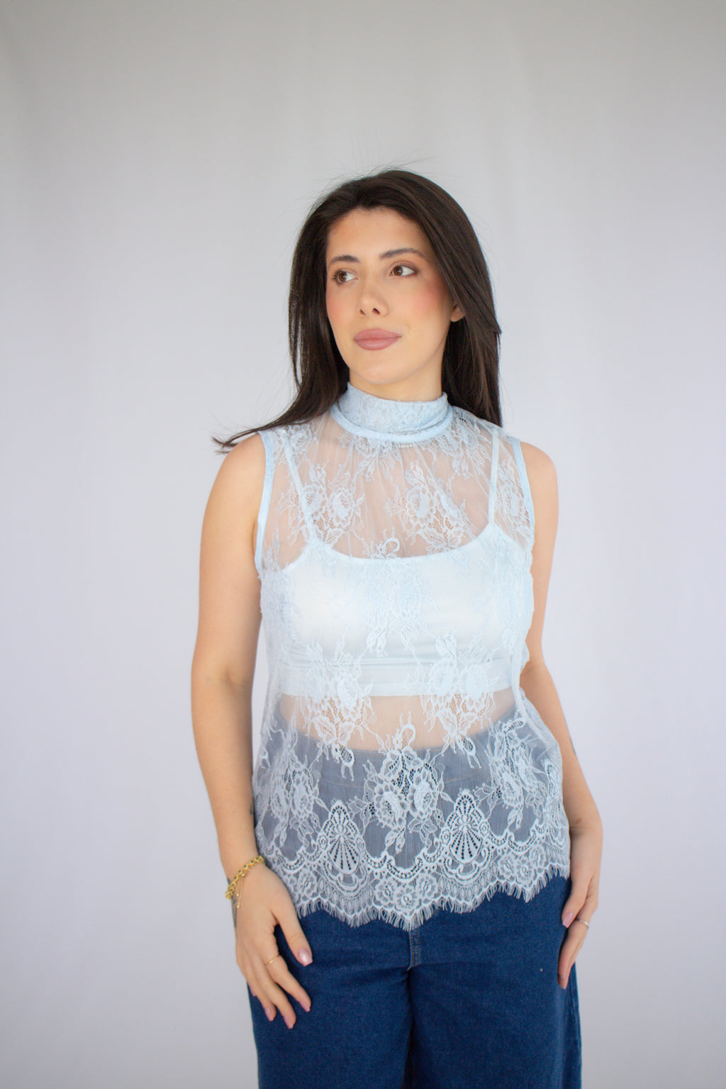 Blusa Renda Carolina Azul