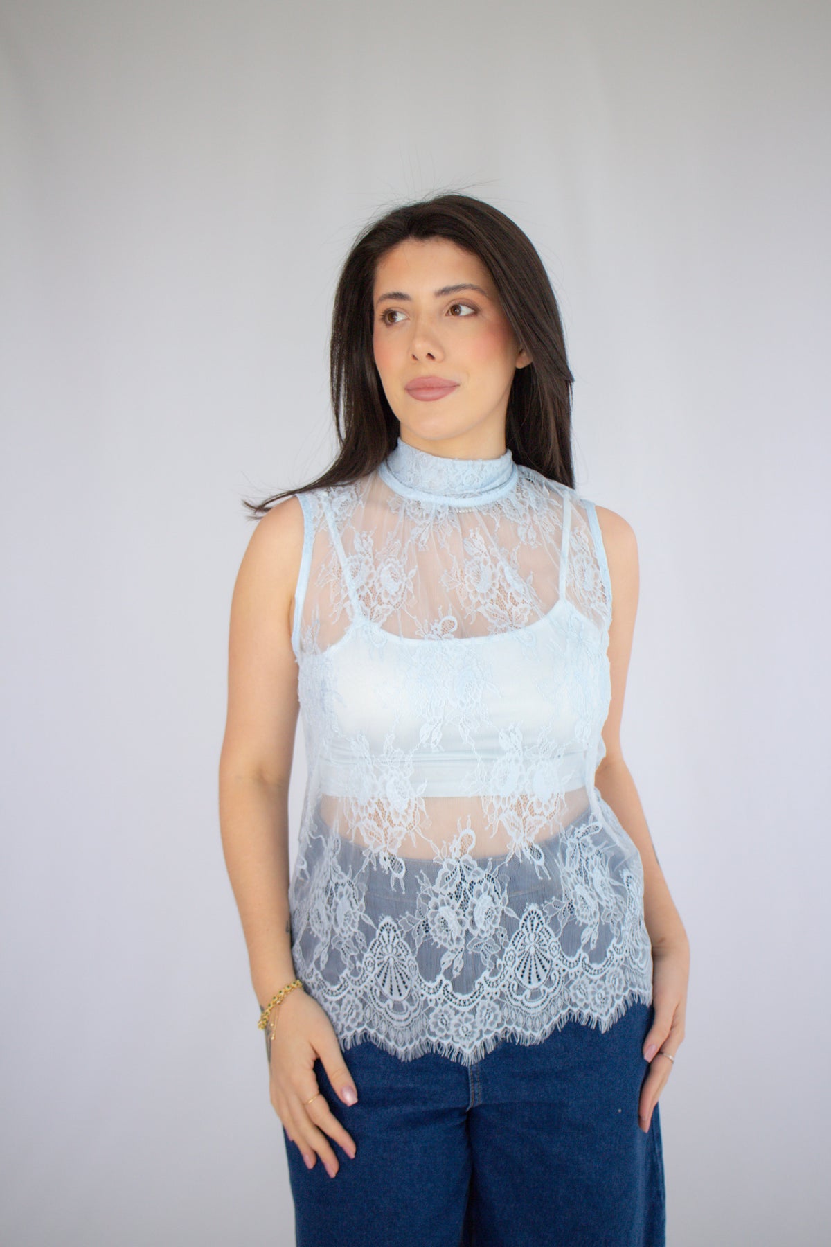 Blusa Renda Carolina Azul