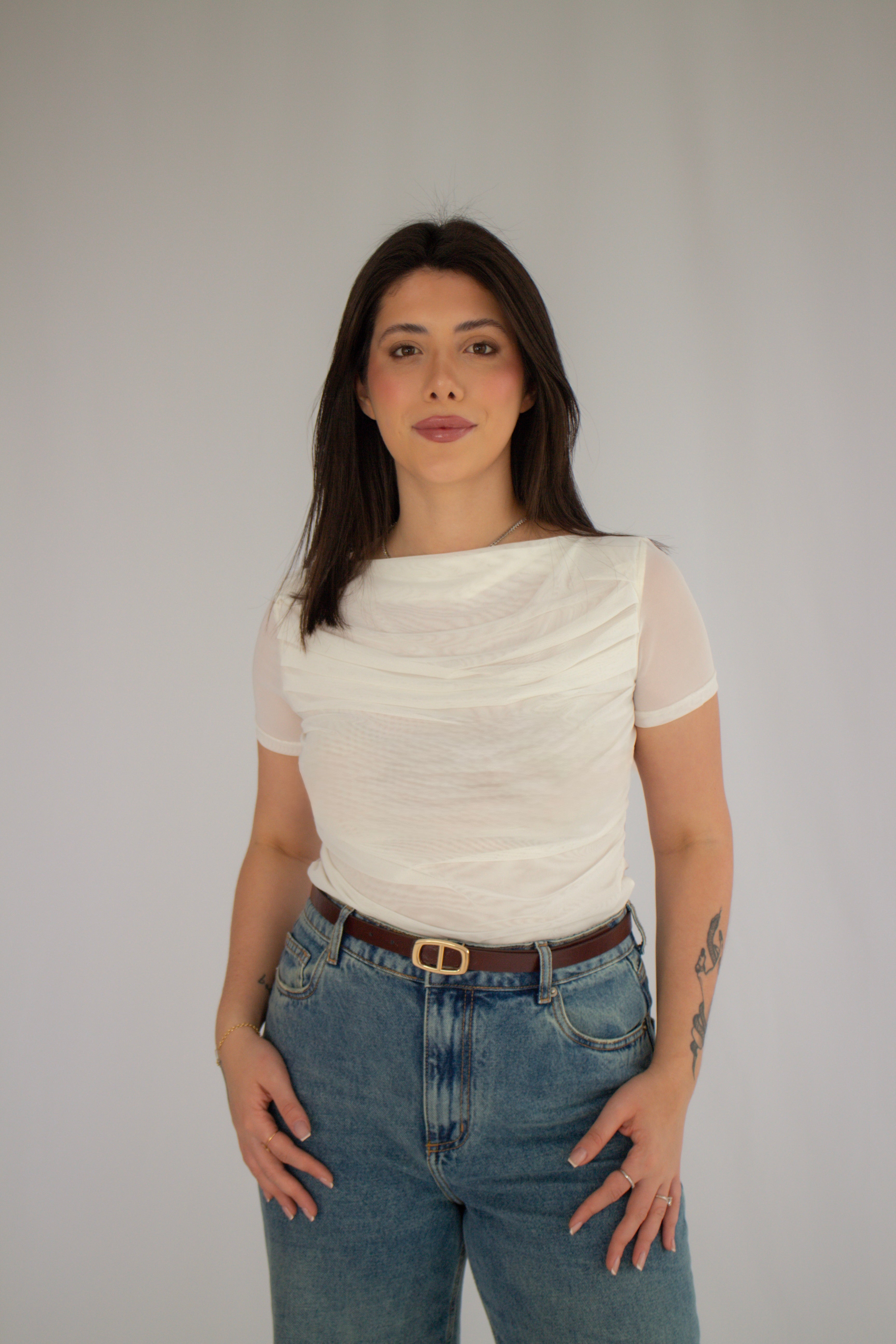 Blusa Tule Duplo Maitê Off White